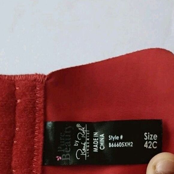 Pure Beauty By Rene Rofe Bra  Size 42C Burnt Orange Seamless Wireless Lace - Picture 4 of 6